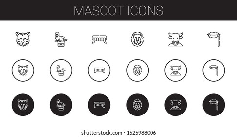 mascot icons set. Collection of mascot with tiger, walrus, fangs, lion, minotaur. Editable and scalable mascot icons.
