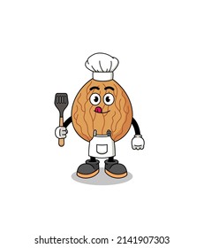 Mascot Illustration of almond chef , character design