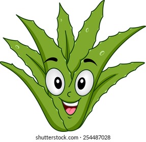 Mascot Illustration of an Aloe Vera Smiling Happily