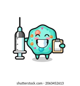 Mascot Illustration of amoeba as a doctor , cute style design for t shirt, sticker, logo element