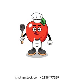 Mascot Illustration of apple chef , character design