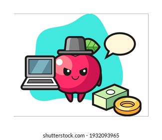 Mascot illustration of apple as a hacker