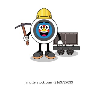 Mascot Illustration of archery target miner , character design