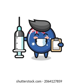 Mascot Illustration Of Australia Flag Badge As A Doctor , Cute Style Design For T Shirt, Sticker, Logo Element