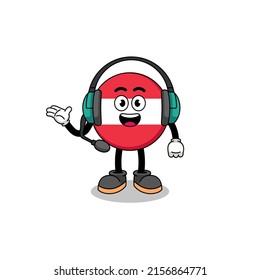 Mascot Illustration of austria flag as a customer services , character design