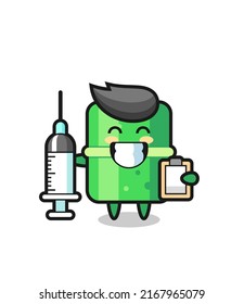 Mascot Illustration of bamboo as a doctor , cute style design for t shirt, sticker, logo element
