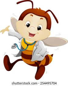 Mascot Illustration of a Bee Dressed in a Doctor's Uniform