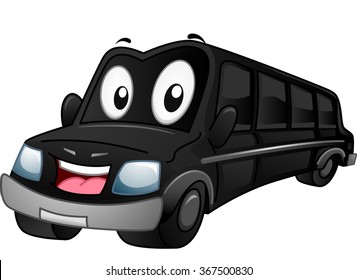 Mascot Illustration of a Black Limousine Flashing a Smile