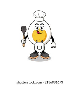 Mascot Illustration of boiled egg chef , character design