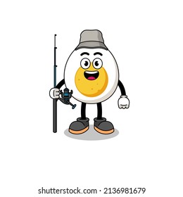 Mascot Illustration of boiled egg fisherman , character design