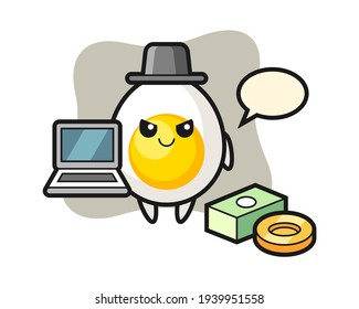 Mascot illustration of boiled egg as a hacker