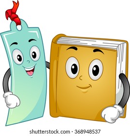 Mascot Illustration of a Book and a bookmark together