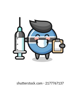 Mascot Illustration of botswana flag badge as a doctor , cute style design for t shirt, sticker, logo element