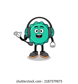 Mascot Illustration of bottle cap as a customer services , character design