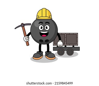 Mascot Illustration of bowling ball miner , character design