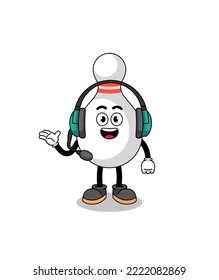 Mascot Illustration of bowling pin as a customer services , character design