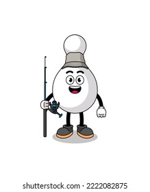 Mascot Illustration of bowling pin fisherman , character design