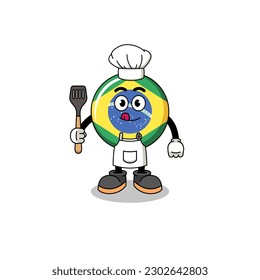 Mascot Illustration of brazil flag chef , character design
