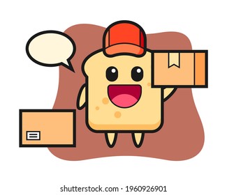 Mascot illustration of bread as a courier, cute style design for t shirt, sticker, logo element