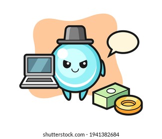 Mascot illustration of bubble as a hacker