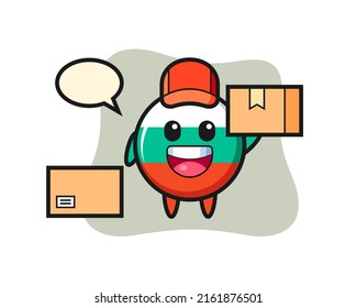 Mascot Illustration of bulgaria flag badge as a courier , cute style design for t shirt, sticker, logo element