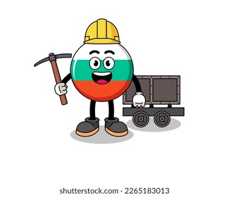 Mascot Illustration of bulgaria flag miner , character design