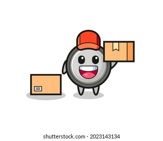Ilustración de mascota de la celda de botón como mensajero, diseño de estilo lindo para camiseta, pegatina, elemento logotipo