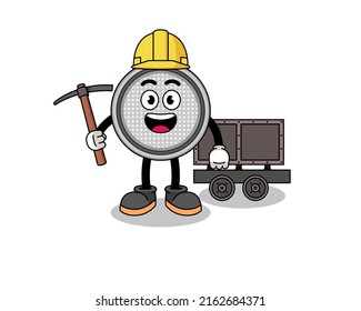 Mascot Illustration of button cell miner , character design