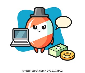 Mascot illustration of candy as a hacker