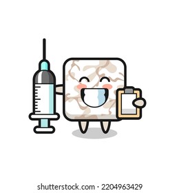 Mascot Illustration of ceramic tile as a doctor , cute design