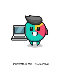 Mascot Illustration of chart with a laptop , cute style design for t shirt, sticker, logo element