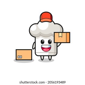 Mascot Illustration of chef hat as a courier , cute style design for t shirt, sticker, logo element