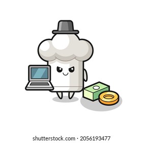 Mascot Illustration of chef hat as a hacker , cute style design for t shirt, sticker, logo element