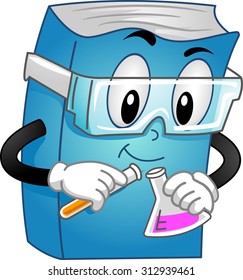 Mascot Illustration of a Chemistry Book Conducting an Experiment