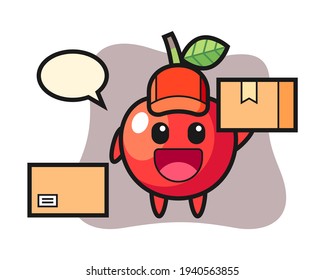 Ilustración mascota del cerezo como mensajero