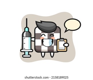 Mascot Illustration of chess board as a doctor , cute style design for t shirt, sticker, logo element