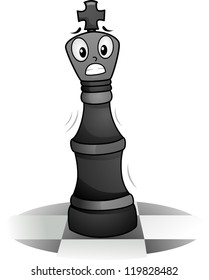 Mascot Illustration of a Chess King Shivering in Fear