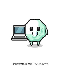 Mascot Illustration of chewing gum with a laptop , cute design