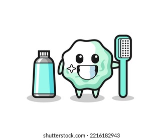 Mascot Illustration of chewing gum with a toothbrush , cute design