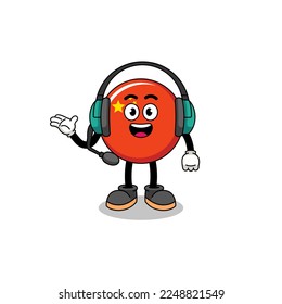 Mascot Illustration of china flag as a customer services , character design