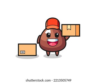 Ilustración en mascota de choco chip como mensajero, diseño lindo