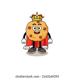 Mascot Illustration of chocolate chip cookie king , character design