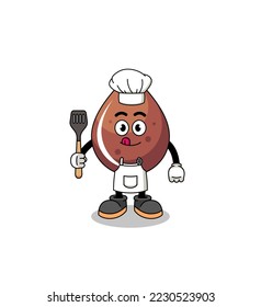 Mascot Illustration of chocolate drop chef , character design