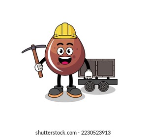 Mascot Illustration of chocolate drop miner , character design