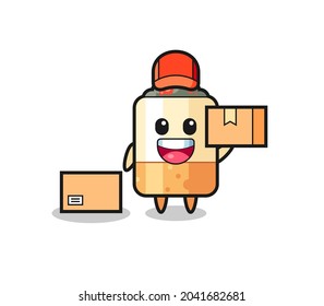 Mascot Illustration of cigarette as a courier , cute design