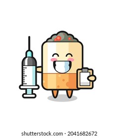 Mascot Illustration of cigarette as a doctor , cute design