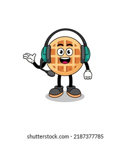Mascot Illustration of circle waffle as a customer services , character design