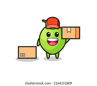 Mascot Illustration of coconut as a courier , cute style design for t shirt, sticker, logo element