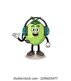 Mascot Illustration of coconut as a customer services , character design