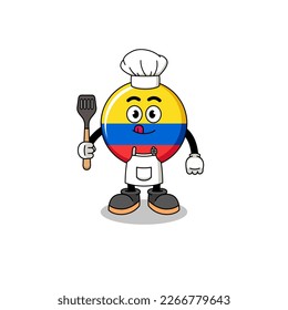 Mascot Illustration of colombia flag chef , character design